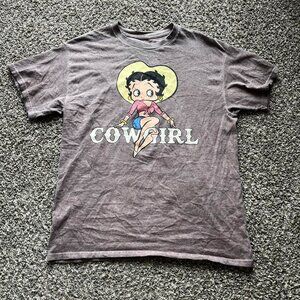 Betty Boop Cowgirl T Shirt Size Medium Brown Country Girl Western Cute Feminine